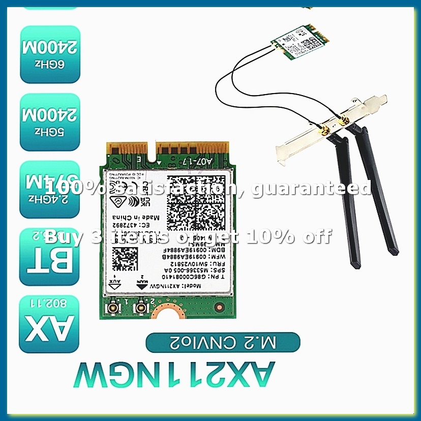 Smart Home Key - بطاقة شبكة لاسلكية AX211NGW+ بهوائي مزدوج،