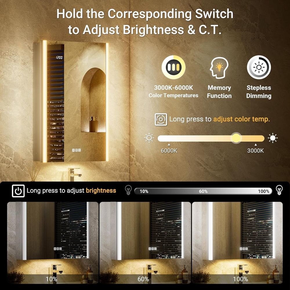 مرآة خزانة أدوية مضاءة 20x32 م - مراجعة Smart Home Room وسعره