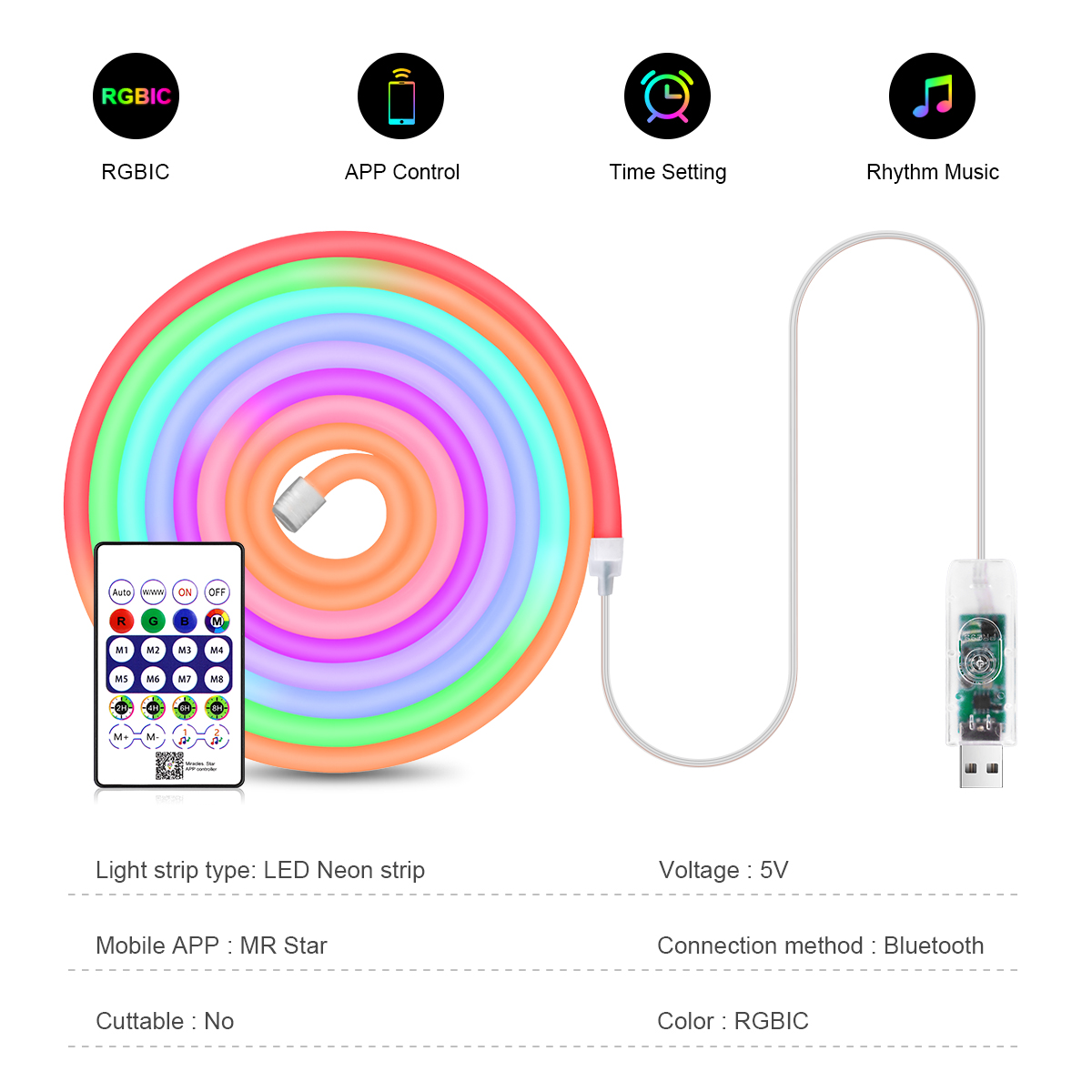 5 فولت USB RGBIC النيون LED قط - مراجعة Smart Home Poster وسعره