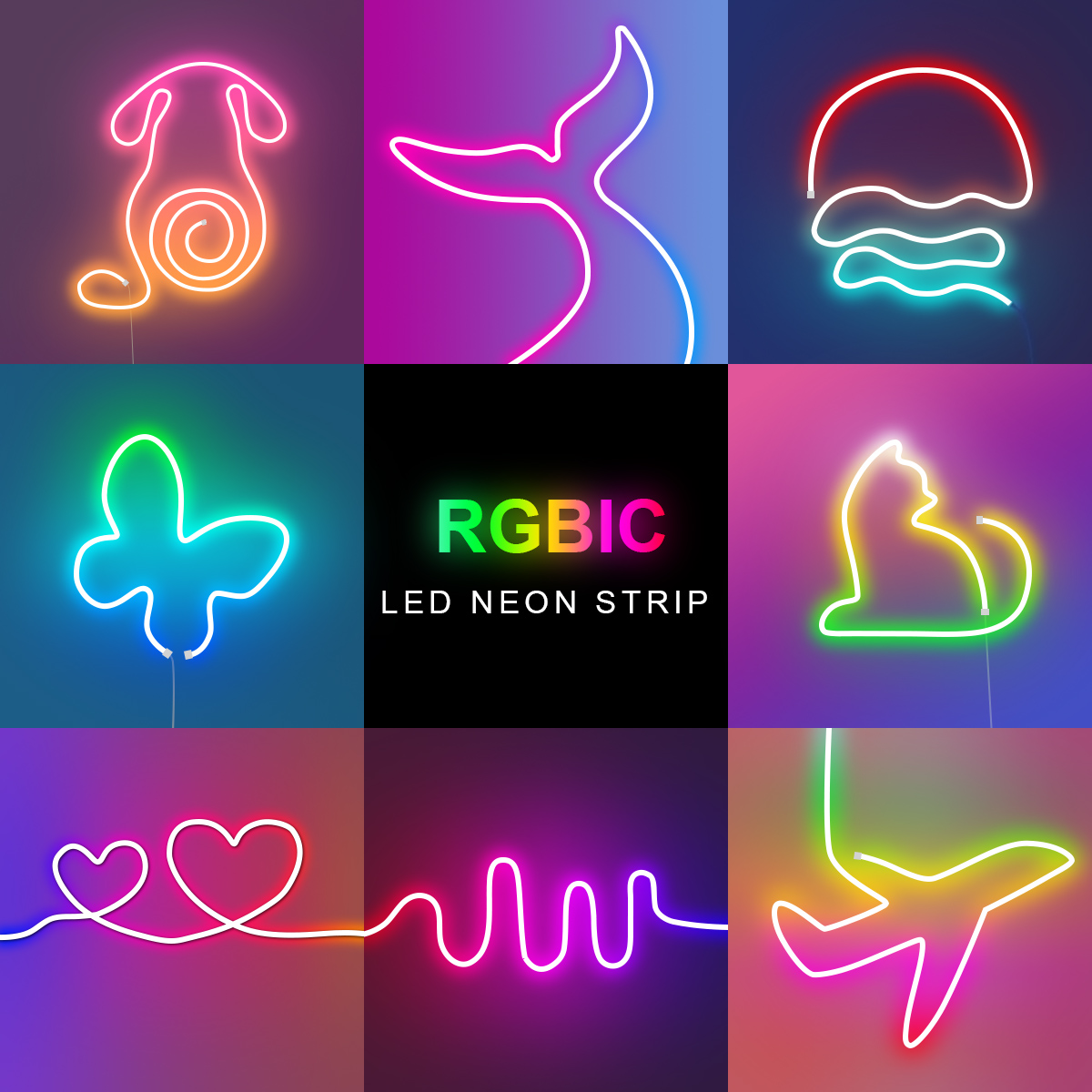 5 فولت USB RGBIC النيون LED قط - مراجعة Smart Home Poster وسعره