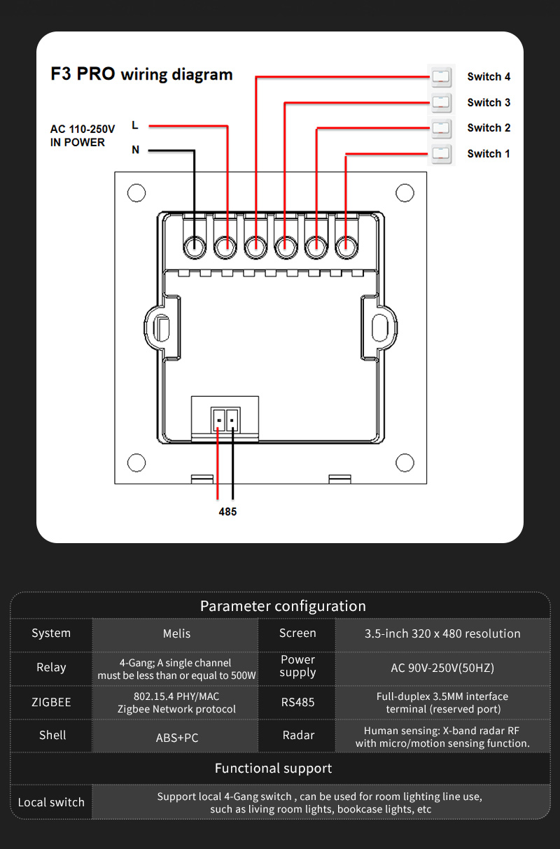 مفتاح ذكي F3 Pro بشاشة لمس IPS - مراجعة Smart Home Touchscreen Control Panel وسعره